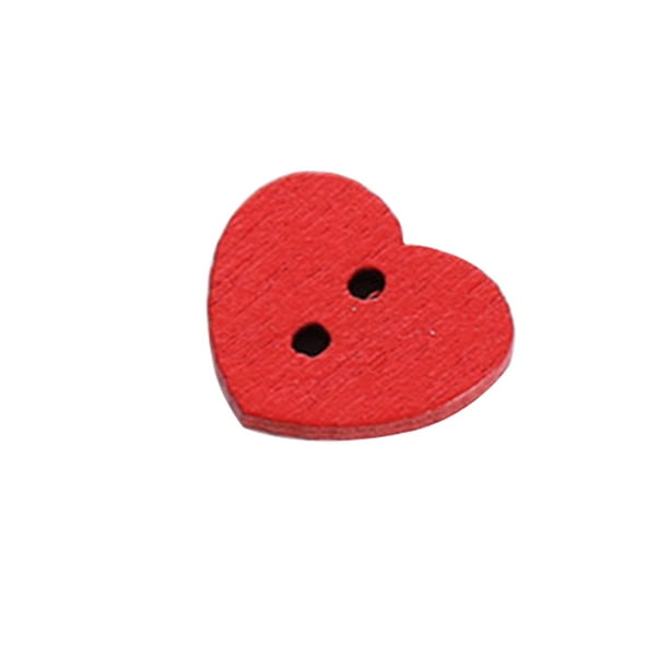 5 NEW 1 1/4 INCH RED HEART SHAPED BUTTONS 